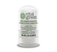 Vital Green Desodorante Cristal Alumbre de Potasio, sin Clorhidrato de Aluminio, Ni Alcohol, Elimina El Olor Y No Mancha - Para Hombres, Mujeres Y Deportistas - 60gr - 2.12oz - Paquete de 1 unidad