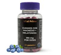 VITAL PRIME Gominolas Melatonina con Magnesio 60 Gummies Sabor Arándanos 181.80 mg para Sueño Profundo y Reparador | Gummies Melatonina sin Azúcar para Dormir Rápido, Insomnio