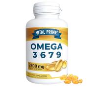 VITAL PRIME Omega 3 6 7 9 Capsulas 2800MG 90 Perlas Enriquecidas con Aceite de lino, Onagra, Oliva, Germen de Trigo y Nueces de Macadamia | Omega 3 6 7 9 en Capsulas Blandas Fabricado en España