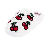 Vital Schuhe Pantolette Mujer 2023 - e Invierno Algodón Pantuflas con Estampado de Frutas Caliente Acolchado Antideslizante para Interior Rohde Zapatos Mujer Invierno, rojo, 45 EU