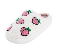 Vital Schuhe Pantolette Mujer 2023 - e Invierno Algodón Pantuflas con Estampado de Frutas Caliente Acolchado Antideslizante para Interior Rohde Zapatos Mujer Invierno, Rosa., 37 EU