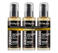 Vitalcare | Imperial Argan - Tratamiento Capilar Reestructurante con Aceite de Argán, Aceite de Lino, Complejo de Aceites para Cabello Seco y Dañado, 3 x 100 ml