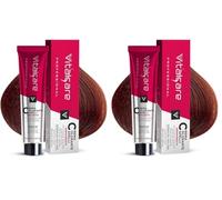 Vitalcare Professional - Coloración permanente profesional, crema colorante para el cabello, tinte para el cabello con proteínas de seda, rubio cobre (n° 7/4), 100 ml (Paquete de 2)