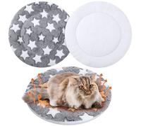 VitalCozy Paquete de 2 alfombrillas autocalentables para gatos, reversibles, lavables a máquina, reflejan el calor corporal, térmicas, para gatos salvajes e interiores (20 pulgadas, estrella grande)