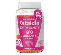 VITALDIN Gominolas de Coenzima Q10 200mg - Sin Gluten - 50uds | Gummies Antioxidantes que Favorecen la Renovación Celular; con Vitamina C y E; 1 Mes; Sabor Melocotón.