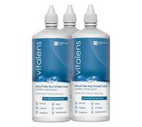 Vitalens - Solución multifunción para todo tipo de lentes de contacto - 6 en 1: descontamina, limpia, enjuague, desproteiniza, lubrica, conserva, hidrata, ácido hialurónico - 3 x 360 ml
