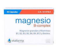Vitalfarma Magnesio B-Complex 30 Cápsulas Vegetales - Magnesio con Vitaminas del Grupo B (B1, B2, B3, B5, B6, B9, B12 y Biotina) - Reduce Cansancio, Fatiga y Apoya el Sistema Nervioso y Muscular
