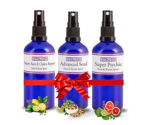 Vitali-chi Juegos de regalo de aceite esencial (paquete de 3) - con reparaciones de Super Aura y Chakras, Advanced Soul & Super Psychic Aura & Room Spray - 50 ml