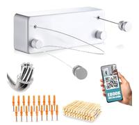 VITALIF® Super Tendedero Retractil Pared | 2 Cuerdas Acero Resistente 5.2m Cada una | Aluminio y PVC Premium | Soporta 25 kg, Tendedero Extensible Pared, 24 Pinzas y Accesorios | Blanco Minimalista