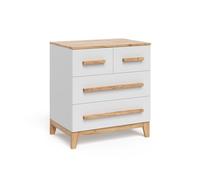 Vitalispa Aparador "Malia", Blanco/Roble artesanal 80 x 88 cm | con 4 cajones, para almacenamiento y combinable con muebles Malia
