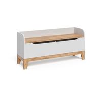 VitaliSpa Baúl de Juguetes Malia, Blanco/Artesano, 107.2 x 50 cm con Asiento, con Espacio de Almacenamiento y combinable con Otros Muebles Malia
