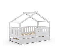 VitaliSpa Cama en Forma de casa Design, Blanco, 80x160 cm con Cama de Invitados, Apto como Zona de Juego y Descanso para niños