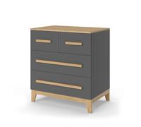 VitaliSpa Cómoda Malia, Gris, 80 x 88 cm | con 4 cajones, apto para guardar ropa y objetos de uso diario