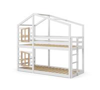 VitaliSpa Litera Maja, Blanco, 90x200 cm, con Ventana y Escalera para Dos plazas para Dormir