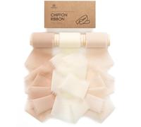 Vitalizart Cinta de Gasa Desnudo & Crema 5 cm x 13,7 m, Cinta de Regalo Ancha Hecha a Mano con Flecos Deshilachados para Invitaciones de Boda, Ramos de Novia, Envolver Regalos, Decoración Festiva