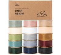 Vitalizart Cinta de Organza Multicolor 2,5 cm x 147,1 m, Hecha a Mano, Cintas de Tela para Envolver Regalos, Árboles de Navidad, Bricolaje, Lazos, Invitaciones de Boda, Coronas de Flores