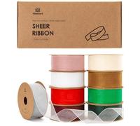 Vitalizart Cinta de Organza Navideña 9 Colores 2,5 cm x 82,3 m, Hecha a Mano, Cintas de Tela para Envolver Regalos, Árboles de Navidad, Bricolaje, Lazos, Invitaciones de Boda, Coronas de Flores