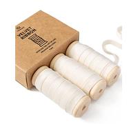 Vitalizart Set de Cinta de Terciopelo Marfil Blanco 0.95 cm x 13.7 m con Carrete de Madera, Cinta de Tela 3 Rollos*4.57 m para Adornos Navideños, Manualidades y Coronas de Regalo