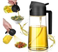 VITALIZUM Aceitera Spray 450 ml - Pulverizador de Aceite Antigoteo de Cristal, Reutilizable y Libre de BPA, Ideal para Cocina y Freidora de Aire (negro)