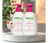 Vitalkind Juego de 2 geles de ducha naturales premium para niñas con aloe vera orgánico y aceite de almendra, 200 ml