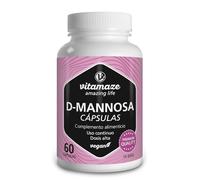 Vitamaze D Manosa 2000 mg Alta Dosis, 60 cápsulas veganas | Contribuye a la funcion urinaria normal. 2000 mg por dosis diaria. Vegano, sin aditivos innecesarios. Fabricado en Alemania.