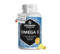 Vitamaze Omega 3 Aceite de Pescado Puro, 400 mg EPA y 300 mg DHA, 3 Meses | Contribuye a la funcion cardíaca, cerebral y visual. Pesca sostenible. FOS certificado. Sin aditivos. Fabricado en Alemania