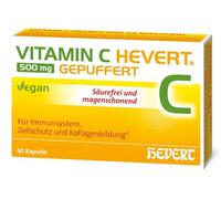 Vitamin C Hevert 500 mg gepuffert als magenfreundliches Multi-Talent für die Gesundheit, 60 pzas Cápsulas