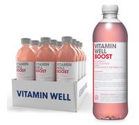 Vitamin Well - Enriquecido con Vitaminas C, Zinc, Selenio, 12 x 500ml, Opción Saludable, Sabor Arándanos y Frambuesa/Boost (12 x 500ml)