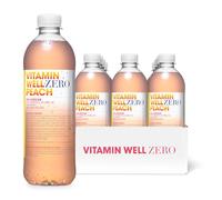 Vitamin Well Zero Peach - Bebida Vitaminada Sin Azúcar Sabor Melocotón, Refrescante Sin Gas con Vitaminas D, B6 y E, Baja en Calorías Durazno (12 x 500ml)