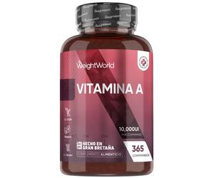 Vitamina A 10.000 UI - 365 comprimidos veganos - Vitamina A en forma de Retinol de Alta Potencia para el Sistema Inmune, Vista y Piel