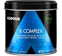 Vitamina B Complex + Vitamina C - 400 Comprimidos - Más de 1 Año - Multivitaminas - Complejo Vitamínico Completo - Vitamina B12, B1, B2, B3, B5, B6, Ácido Fólico, Biotina, Colina - Vegano - ALDOUS