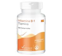 Vitamina B1 Tiamina 100mg -Bote para ¡6 MESES! - 180 comprimidos de vitamina B - altas dosis de tiamina - para el metabolismo- energía | Vitamintrend®