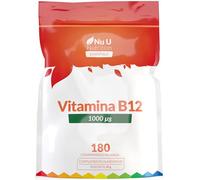 Vitamina B12 1000 μg - 180 Comprimidos Vegetarianos - Metilcobalamina de Alta Potencia - 6 Meses de Suministro - Nu U Nutrition