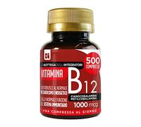 Vitamina B12 1000 mcg 500 tabletas 1 por día | sin gluten y sin lactosa | no es de origen animal | cianocobalamina y metilcobalamina | energía | sistema inmune