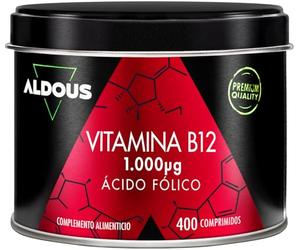 Vitamina B12 1000 mcg y Ácido Fólico 400 mcg - Más de 1 año - Energia | 400 comprimidos - Con Vitamina B9 - Vegano - Vitaminas - Metilcobalamina -Para el Cansancio y Fatiga - Sistema Imune - ALDOUS