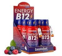 Vitamina B12 - Energy B12 Shots - 6 Shots de 30 ml Sabor Frutos Rojos - Complemento Alimenticio con Vitamina B12 - Ayuda al Metabolismo Energético Normal y a Disminuir el Cansancio - Bestdiet SPORT