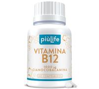 Vitamina B12 Vegana 1000 mcg PiùLife, 365 Comprimidos, Vitamina B12 Cianocobalamina, Suplemento B12 Vitamina Para Sistema Inmune, Fatiga Física Y Mental, 1 Año de Suministro