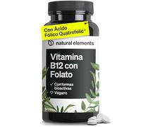 Vitamina B12 y Ácido Fólico Quatrefolic® - 180 comprimidos para 6 Meses - Alta potencia 1000 µg de B12 + 400 µg de ácido fólico - Máxima energía diaria - Sin Aditivos - Probado en laboratorio