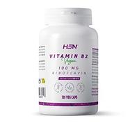 Vitamina B2 Riboflavina 100 MG de HSN | 4 Meses de Pura Riboflavina en forma libre = 1 Cápsula Vegetal = Dosis Diaria - ALTA Concentración | No-GMO, Vegano, Sin Gluten