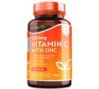 Vitamina C 1000 mg y zinc 15 mg - 210 comprimidos veganos - Albion® Zinc para una mejor absorción - Suplemento de vitamina C y zinc de alta potencia - Mantiene el sistema inmunológico - Nutravita