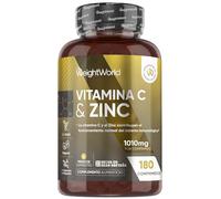 Vitamina C 1000mg y Zinc - 180 Comprimidos Veganos para 6 Meses - La Vitamina C Contribuye al Funcionamiento Normal del Sistema Inmune y el Zinc Contribuye al Mantenimiento Normal de la Piel (EFSA)