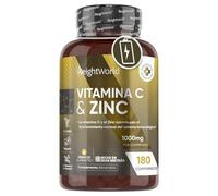 Vitamina C 1000mg y Zinc - 180 Comprimidos Veganos para 6 Meses - La Vitamina C Contribuye al Funcionamiento Normal del Sistema Inmune y el Zinc Contribuye al Mantenimiento Normal de la Piel (EFSA)
