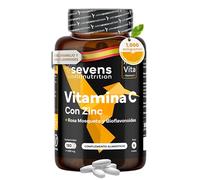 Vitamina C 1000mg + Zinc - 180 Comprimidos - Vitamina C y Zinc para Resfriados - Con Escaramujo y Bioflavonoides - Para 6 Meses - Vitaminas para el Cansancio, Sistema Inmunológico y Defensas - Vegano