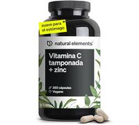 Vitamina C - 360 cápsulas - Dosis alta de 1000 mg + 15 mg de zinc (2 cápsulas/día) - Producto vegetal fermentado y tamponado (pH neutro, sin ácido, suave para el estómago) Probado en laboratorio
