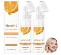 Vitamina C Deep Facial Mousse, blanqueador e hidratante, limpiador facial con ácido hialurónico y aloe vera, limpiador de espuma suave para limpieza profunda, Radiance de la piel y fuerza de barrera