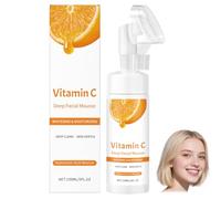 Vitamina C Deep Facial Mousse, blanqueador e hidratante, limpiador facial con ácido hialurónico y aloe vera, limpiador de espuma suave para limpieza profunda, Radiance de la piel y fuerza de barrera
