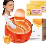 Vitamina C Mascara para Los Ojos y Mascarilla Labial 62 Piezas | Parches Ojos Bolsas y Ojeras, Parches Contorno de ojos, Antiojeras, Anti Edad, Hinchazón, Quitar Bolsas de ojos