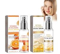 Vitamina C Suero+Suero de Retinol, con Vitamina E, Sérum Antiarrugas Profundo, Esencia Iluminadora de Polipéptido Reafirmante Facial, Cuidado de la Piel con Esencia Nutritiva