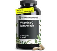 Vitamina C tamponada - 365 cápsulas para 1 año - Suave para el estómago y pH neutro - Apoya al sistema inmunitario, nervioso y al metabolismo energético - Sin ácidos - Probado en laboratorio