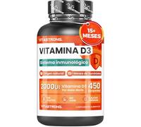 Vitamina D 3 2000IU 50mcg, 450 Pastillas Vitamina D3 Colecalciferol (15+ Meses), Articulaciones, Sistema Inmunológico, Huesos, Dientes, Músculos, Vitastrong Suplemento Vitamina D 2000 UI (Vitamin D3)